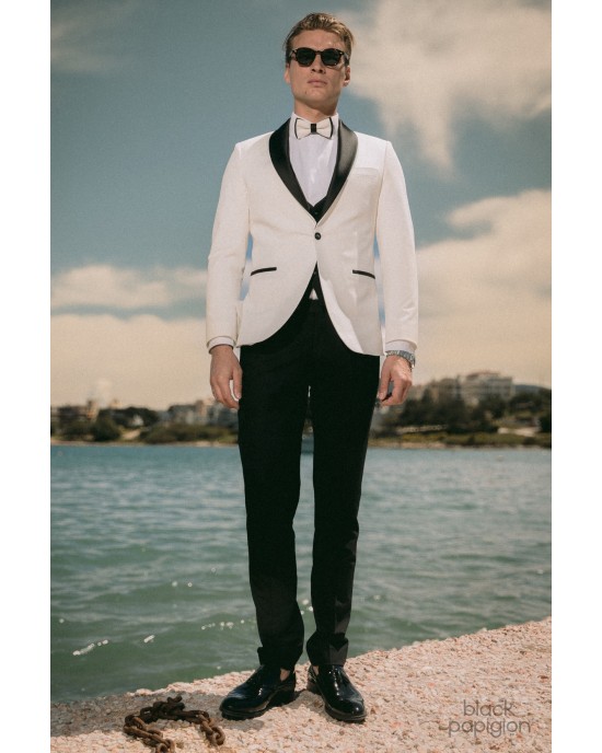 Κοστούμι 19V69 Italia Versace Abbigliamento Bruno Rolex άσπρο SLIM FIT