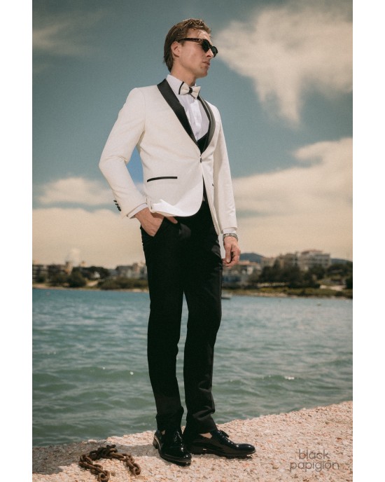 Κοστούμι 19V69 Italia Versace Abbigliamento Bruno Rolex άσπρο SLIM FIT