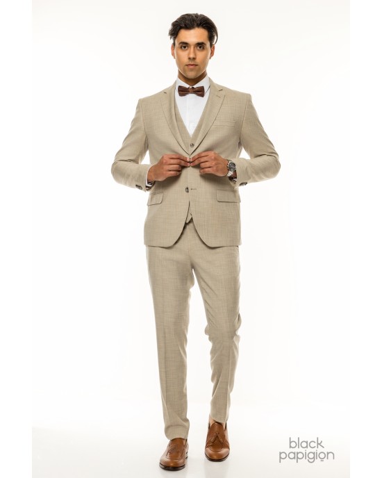 Κοστούμι Artisti Italiani μπεζ SLIM FIT