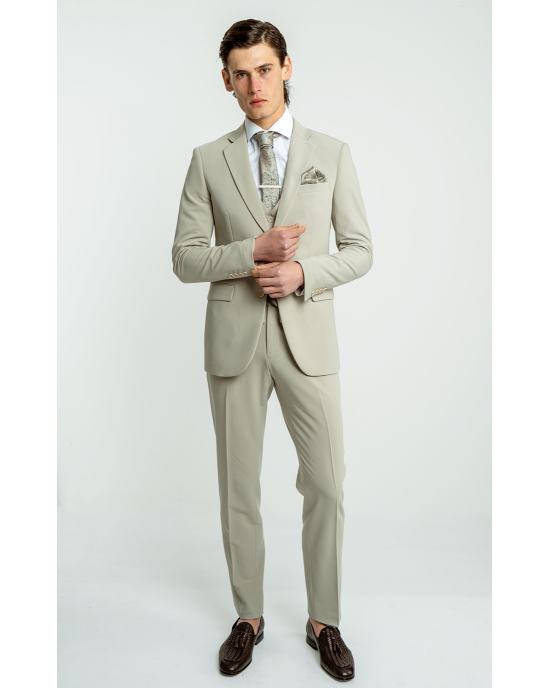 Κοστούμι Lexton μπεζ SLIM FIT