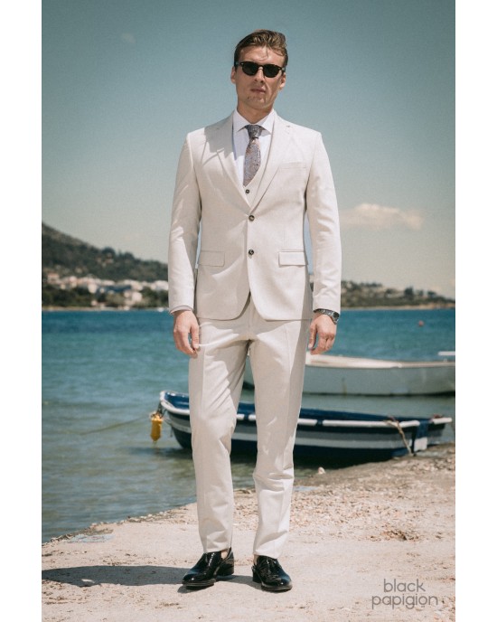 Κοστούμι 19V69 Italia Versace Abbigliamento Galileo μπεζ SLIM FIT