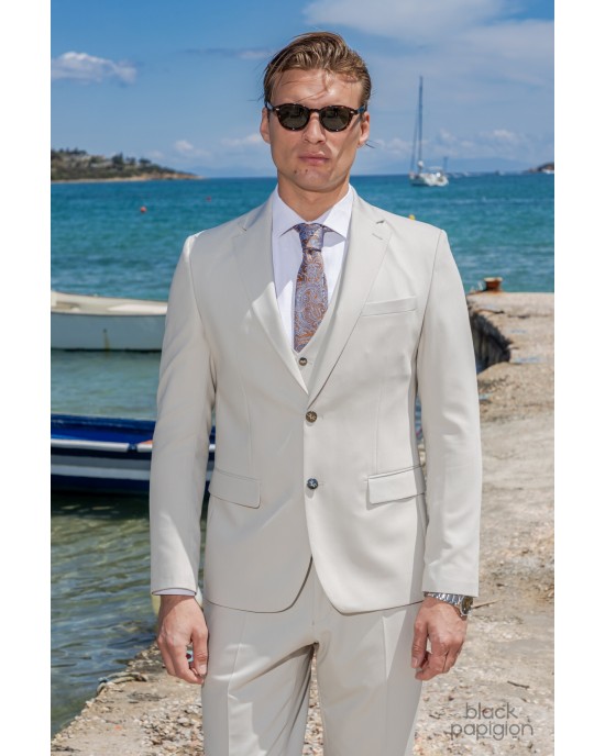 Κοστούμι 19V69 Italia Versace Abbigliamento Galileo μπεζ SLIM FIT