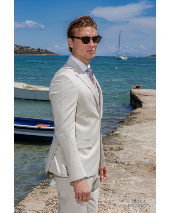 Κοστούμι 19V69 Italia Versace Abbigliamento Galileo μπεζ SLIM FIT