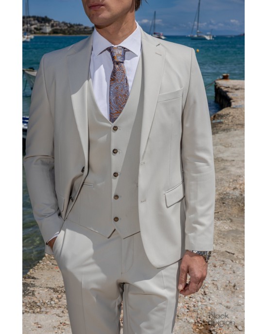 Κοστούμι 19V69 Italia Versace Abbigliamento Galileo μπεζ SLIM FIT