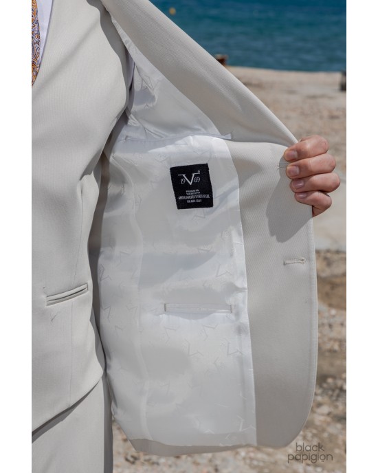 Κοστούμι 19V69 Italia Versace Abbigliamento Galileo μπεζ SLIM FIT