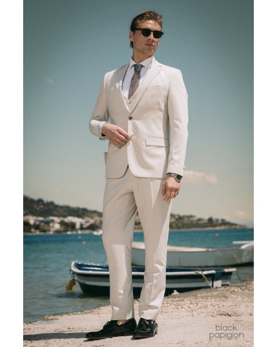 Κοστούμι 19V69 Italia Versace Abbigliamento Galileo μπεζ SLIM FIT