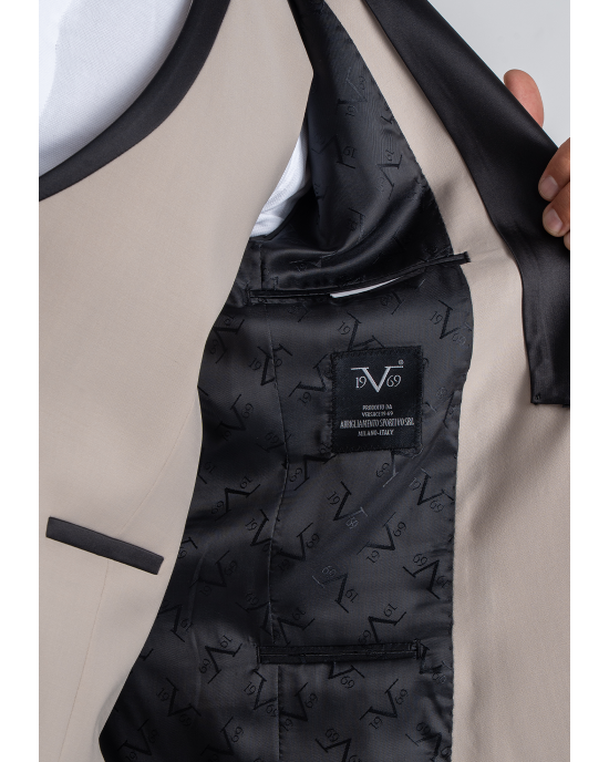 Κοστούμι 19V69 Italia Versace Abbigliamento Bruno Wool μπεζ SLIM FIT