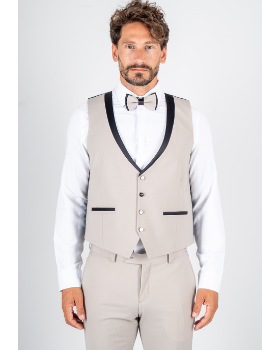 Κοστούμι 19V69 Italia Versace Abbigliamento Bruno Wool μπεζ SLIM FIT