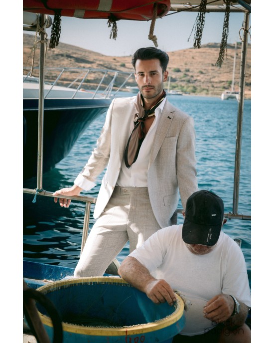 Κοστούμι Black Papigion μπεζ SLIM FIT
