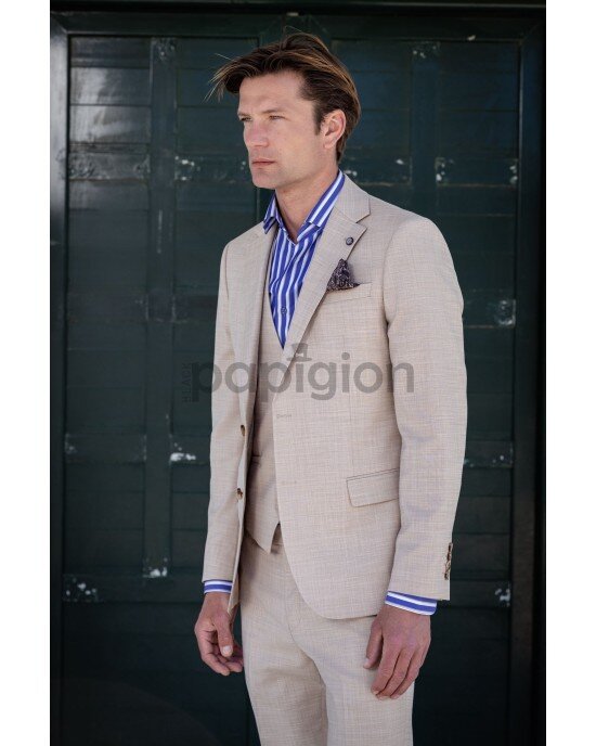 Κοστούμι Vittorio Ponte μπεζ SLIM FIT