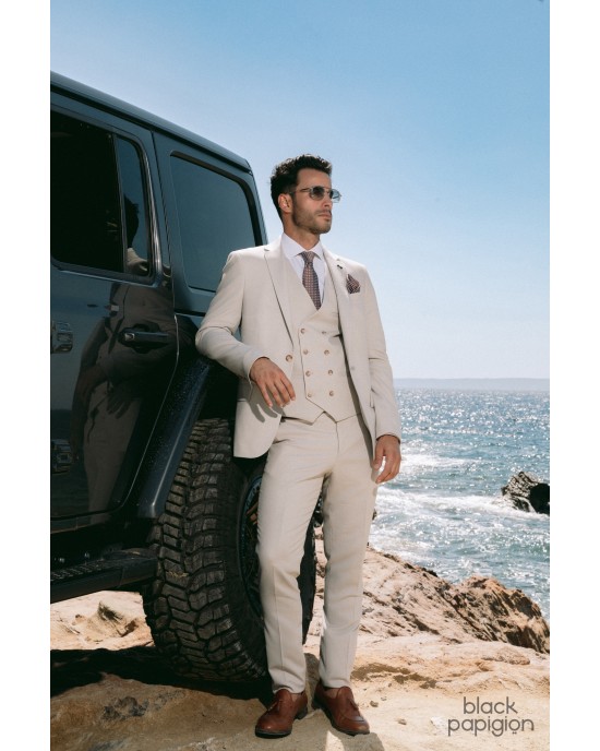 Κοστούμι Black Papigion μπεζ SLIM FIT