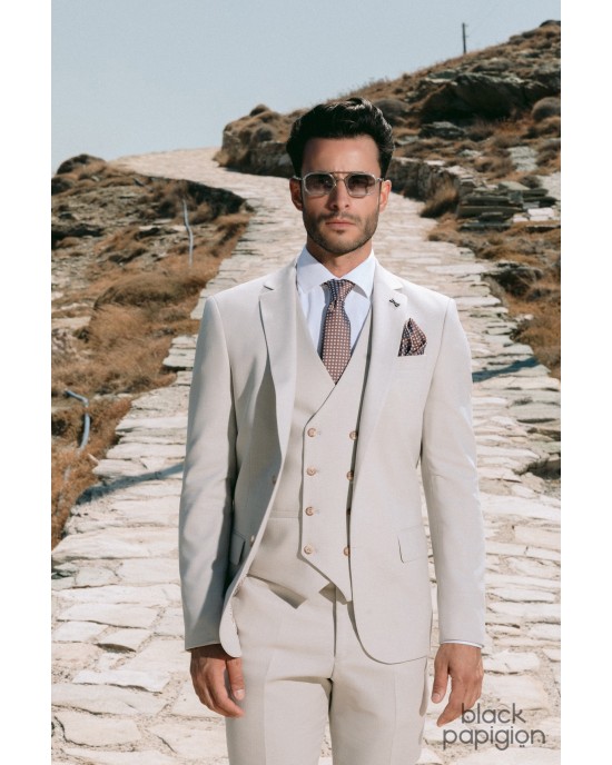 Κοστούμι Black Papigion μπεζ SLIM FIT