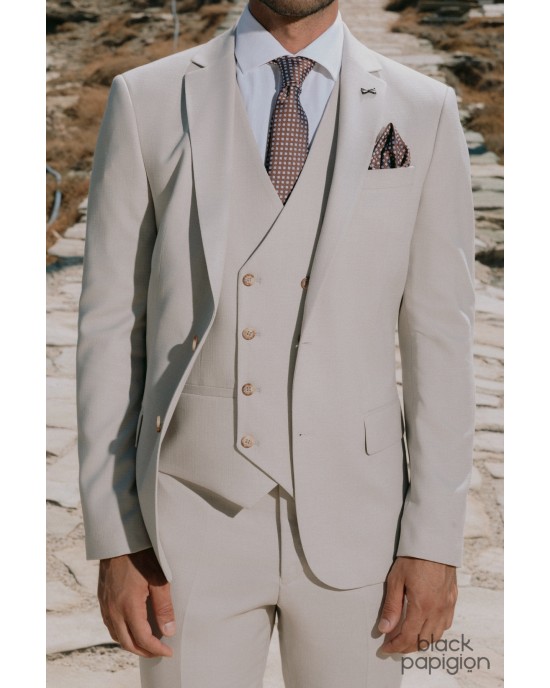 Κοστούμι Black Papigion μπεζ SLIM FIT