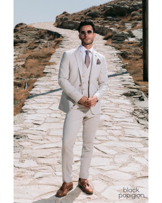 Κοστούμι Black Papigion μπεζ SLIM FIT