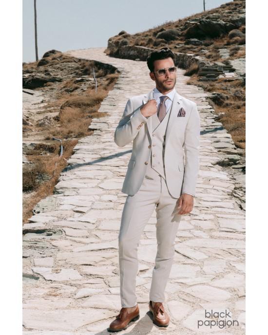 Κοστούμι Black Papigion μπεζ SLIM FIT