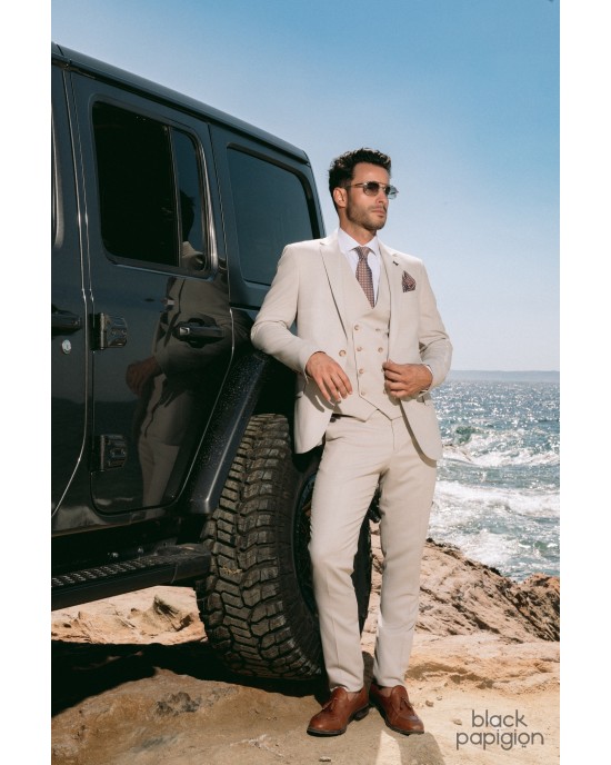Κοστούμι Black Papigion μπεζ SLIM FIT