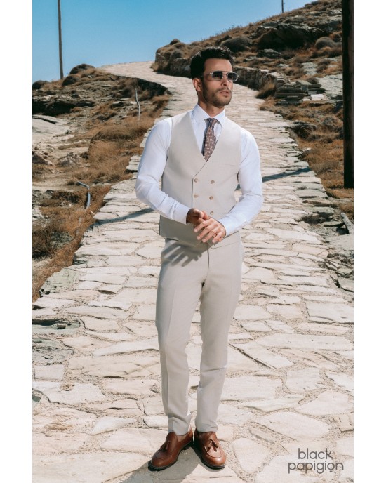 Κοστούμι Black Papigion μπεζ SLIM FIT