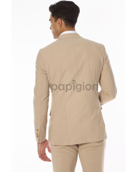 Κοστούμι Dezign μπεζ SLIM FIT Κοστούμι Dezign μπεζ SLIM FIT