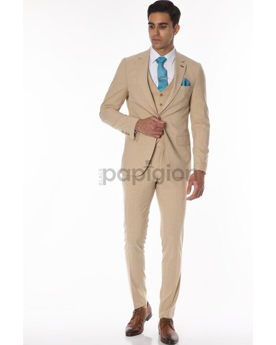 Κοστούμι Dezign μπεζ SLIM FIT Κοστούμι Dezign μπεζ SLIM FIT