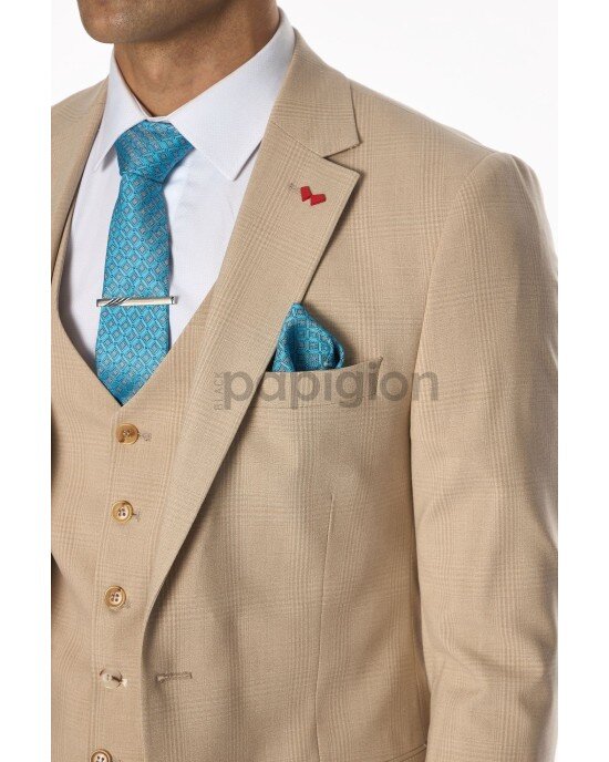 Κοστούμι Dezign μπεζ SLIM FIT Κοστούμι Dezign μπεζ SLIM FIT