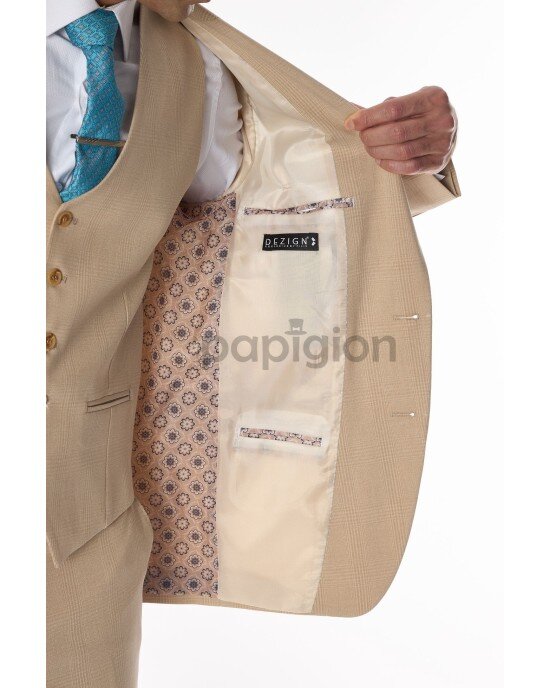 Κοστούμι Dezign μπεζ SLIM FIT Κοστούμι Dezign μπεζ SLIM FIT