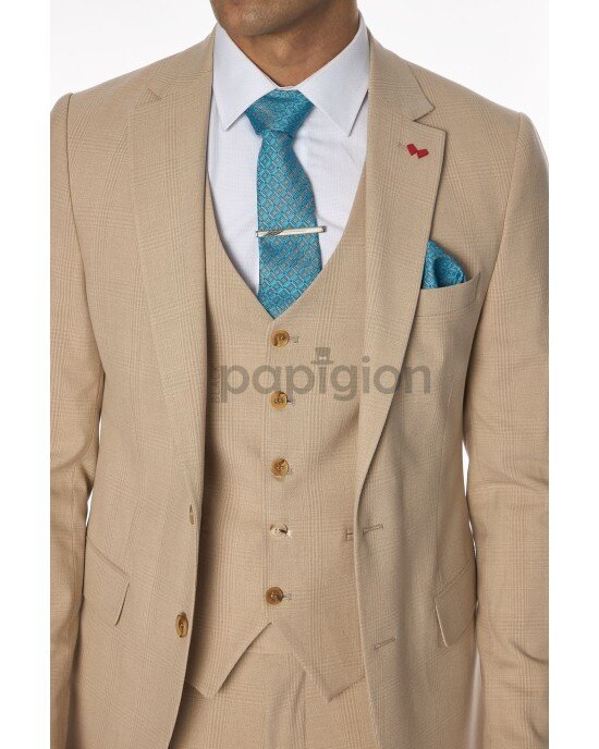 Κοστούμι Dezign μπεζ SLIM FIT Κοστούμι Dezign μπεζ SLIM FIT