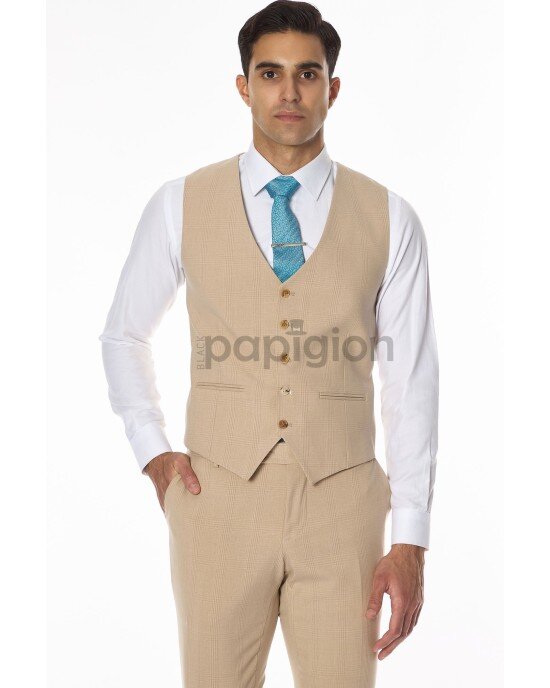 Κοστούμι Dezign μπεζ SLIM FIT Κοστούμι Dezign μπεζ SLIM FIT