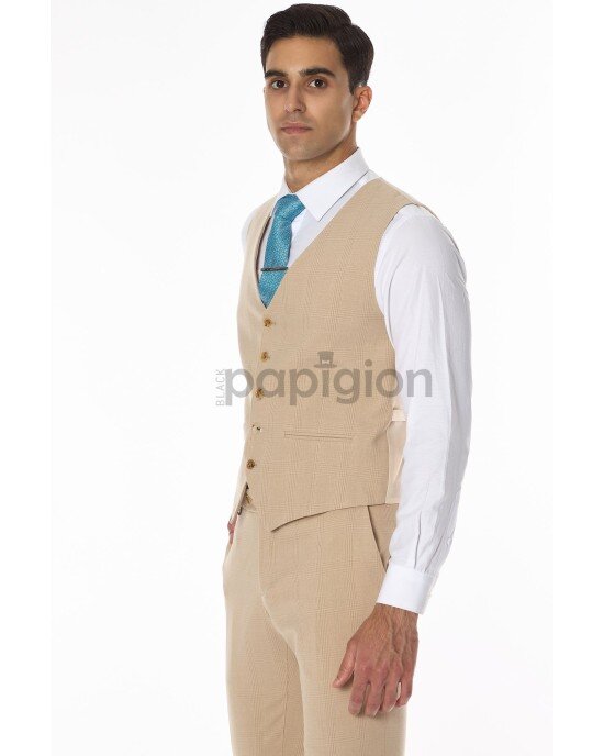 Κοστούμι Dezign μπεζ SLIM FIT Κοστούμι Dezign μπεζ SLIM FIT
