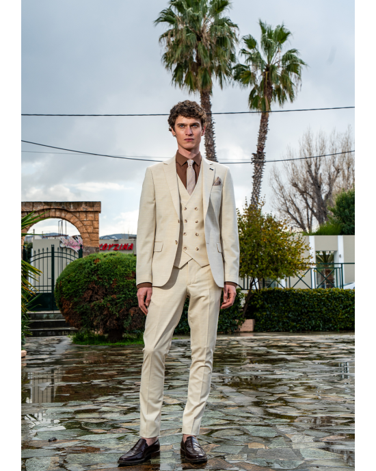 Κοστούμι Black Papigion Treviso Wool μπεζ SLIM FIT