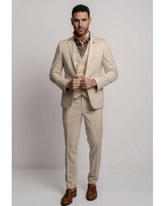 Κοστούμι Black Papigion Treviso Wool μπεζ SLIM FIT