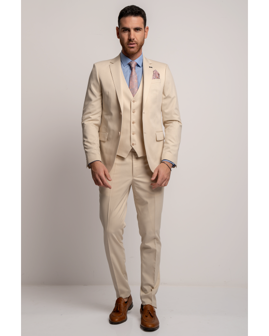 Κοστούμι Black Papigion Treviso Wool μπεζ SLIM FIT