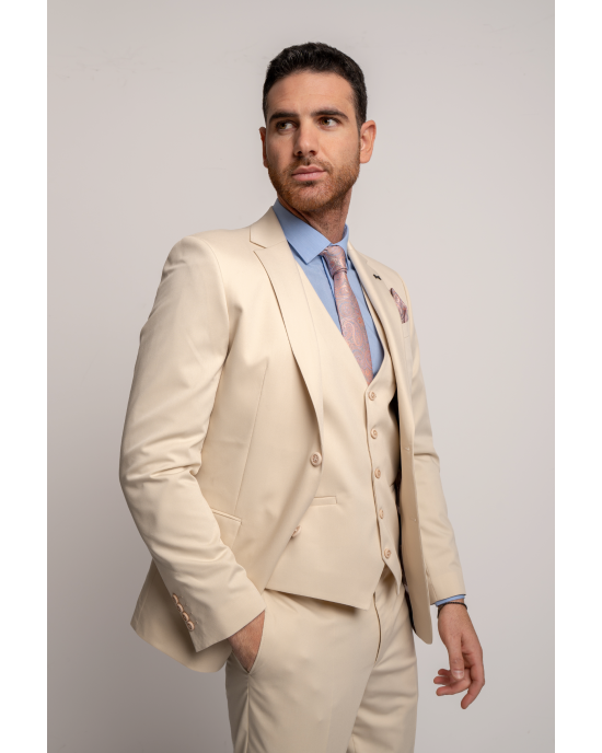 Κοστούμι Black Papigion Treviso Wool μπεζ SLIM FIT