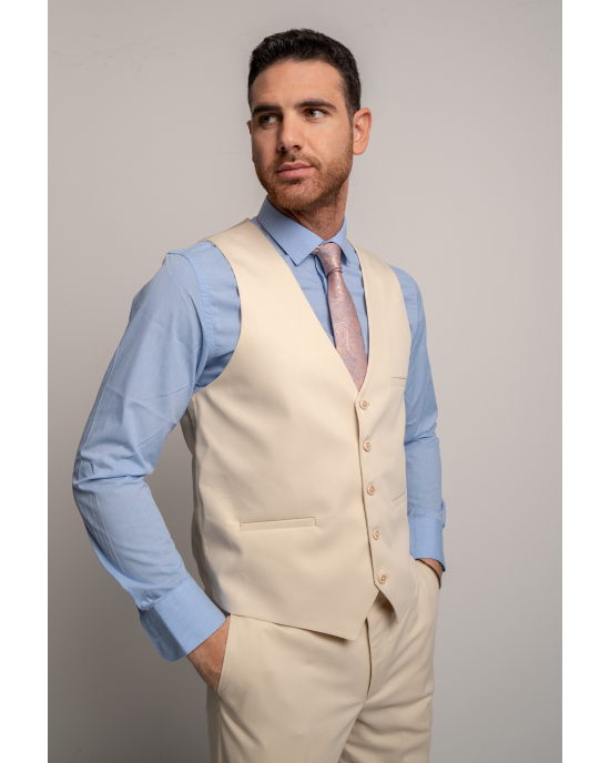 Κοστούμι Black Papigion Treviso Wool μπεζ SLIM FIT