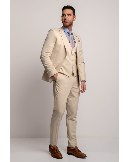 Κοστούμι Black Papigion Treviso Wool μπεζ SLIM FIT