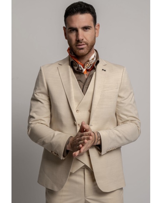 Κοστούμι Black Papigion Treviso Wool μπεζ SLIM FIT