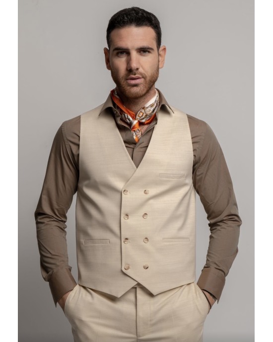 Κοστούμι Black Papigion Treviso Wool μπεζ SLIM FIT