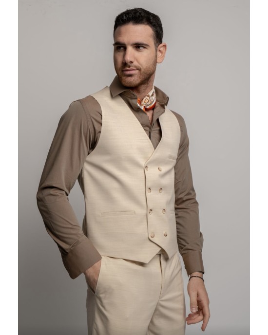 Κοστούμι Black Papigion Treviso Wool μπεζ SLIM FIT