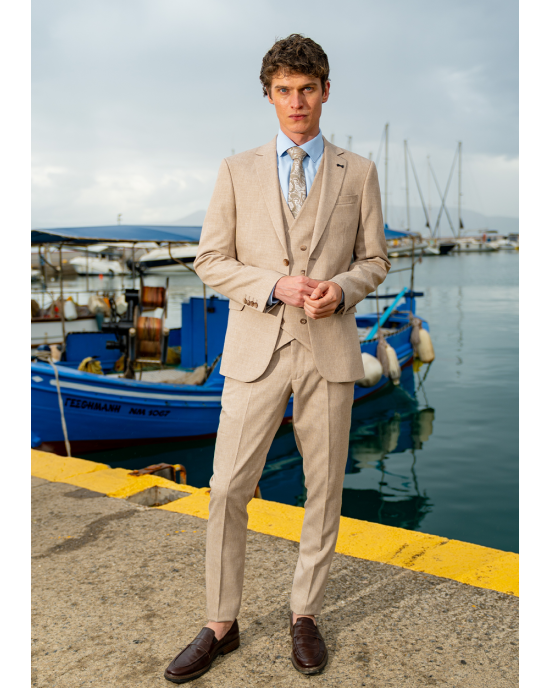 Κοστούμι Black Papigion Tredino μπεζ SLIM FIT