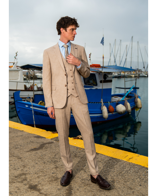 Κοστούμι Black Papigion Tredino μπεζ SLIM FIT