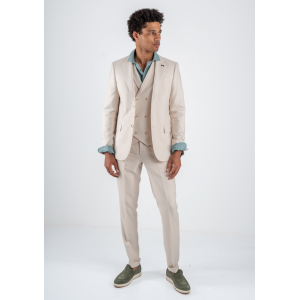 Κοστούμι Black Papigion Amalfi Λινό μπεζ