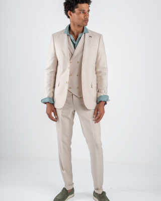 Κοστούμι Black Papigion Amalfi Λινό μπεζ