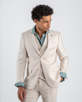 Κοστούμι Black Papigion Amalfi Λινό μπεζ