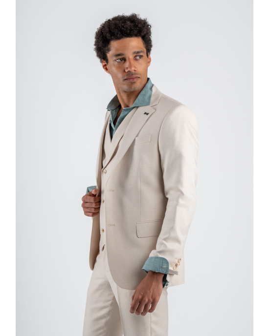 Κοστούμι Black Papigion Amalfi Λινό μπεζ SLIM FIT