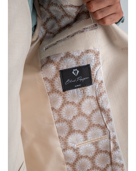 Κοστούμι Black Papigion Amalfi Λινό μπεζ SLIM FIT