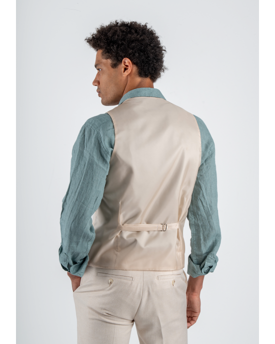 Κοστούμι Black Papigion Amalfi Λινό μπεζ SLIM FIT