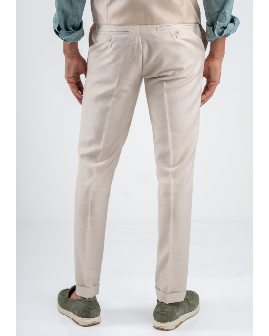 Κοστούμι Black Papigion Amalfi Λινό μπεζ SLIM FIT