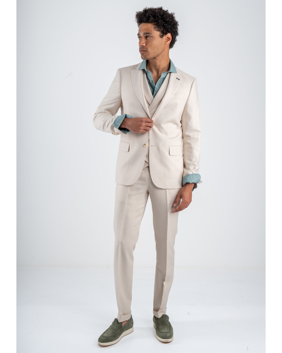 Κοστούμι Black Papigion Amalfi Λινό μπεζ SLIM FIT