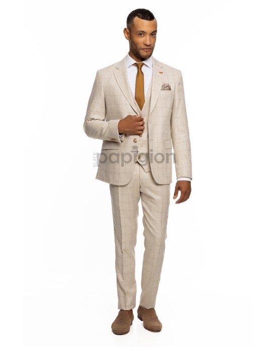 Κοστούμι Dezign μπεζ SLIM FIT