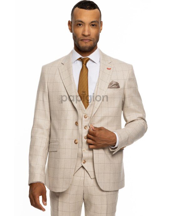 Κοστούμι Dezign μπεζ SLIM FIT