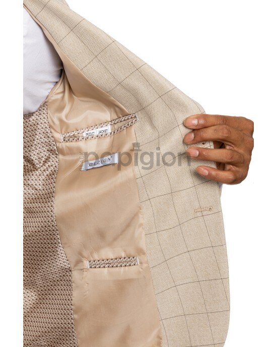 Κοστούμι Dezign μπεζ SLIM FIT